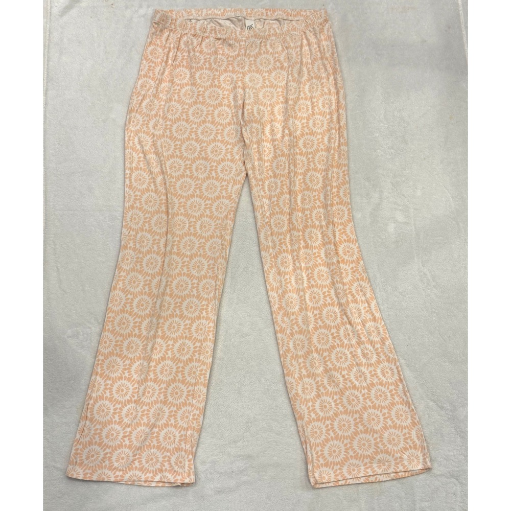 Yala Bamboo Viscose Lounge Pants Peach White Floral Medallion Pajama Bottoms M